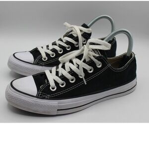 Converse Chuck Taylor All Star Low Top Black Canvas Sneakers Mens 6 Womens 8